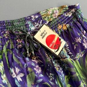 Serbin Women's Tropical Floral Skirt | Sz Medium | Purple Layered Boho Style